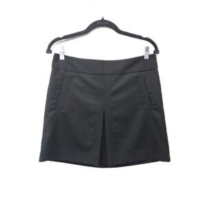 J.Crew Wool Blend Front Split Pleat Black Mini Skirt Lined Women's Size 6